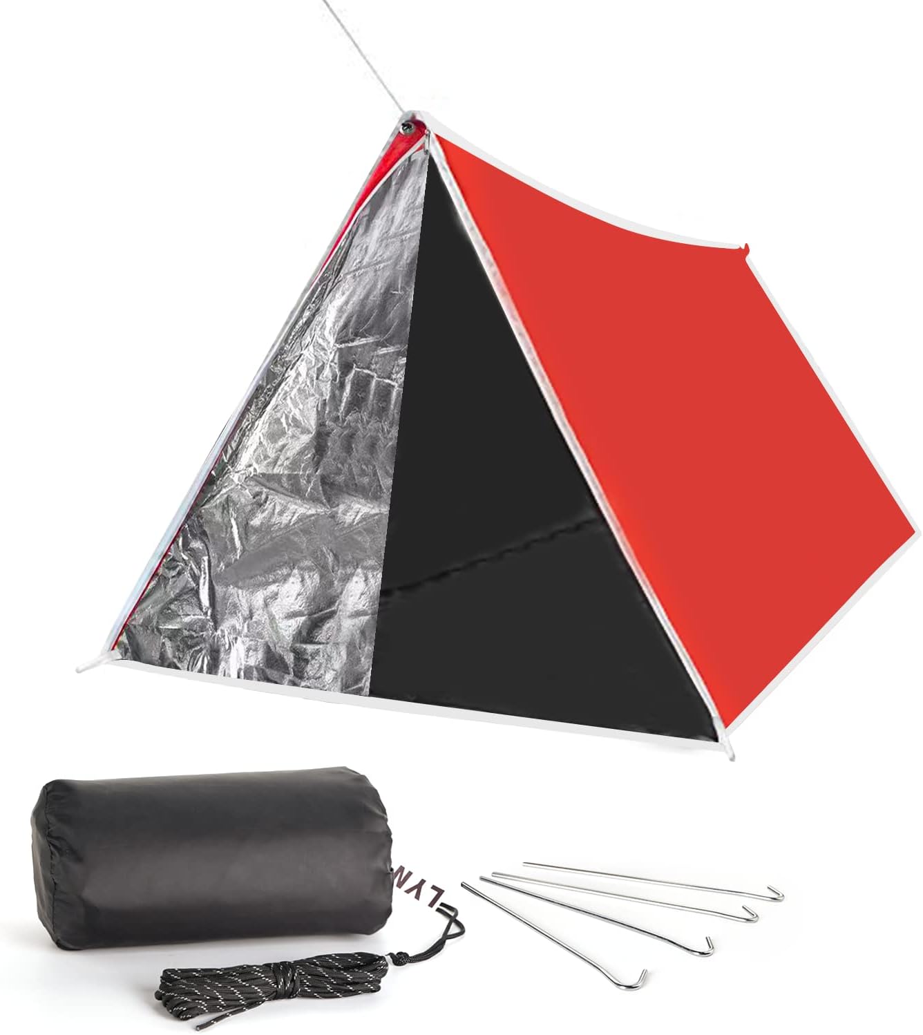 Extra Large Zipper Reusable Survival Emergency Shelter Tent,Thermal Waterproof Fireproof Lightweight Bugout, with ParacordâStake for Camping,First Aid,Hiking&Bushcraft