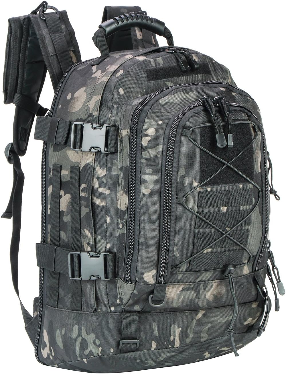 Large Tactical Backpack for Men Military Backpack with DIY System for Travel, Work,Camping,Hunting,Hiking,Sports (Night Camo)