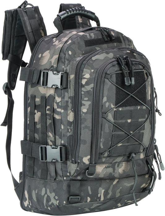 Large Tactical Backpack for Men Military Backpack with DIY System for Travel, Work,Camping,Hunting,Hiking,Sports (Night Camo)